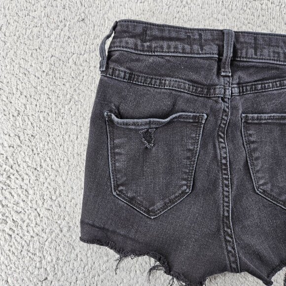 Hollister Shorts Womens 24 Black Curvy High-Rise Jean Distressed Raw Hem‎ Denim - Picture 14 of 16